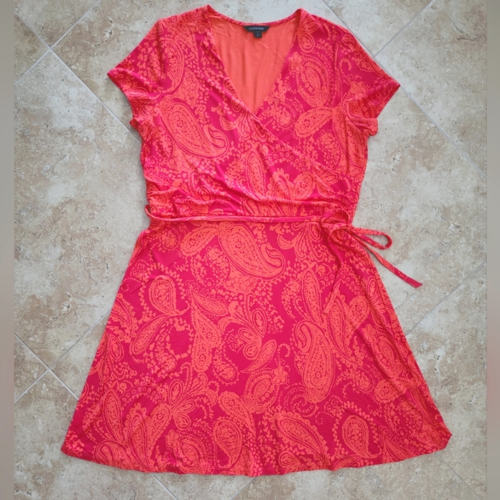 Lands' End Red and Orange Midi Dress